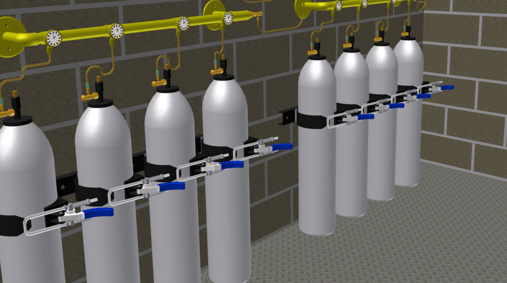 Secure retention for gas cylinders manufactured by Sandfield Engineering