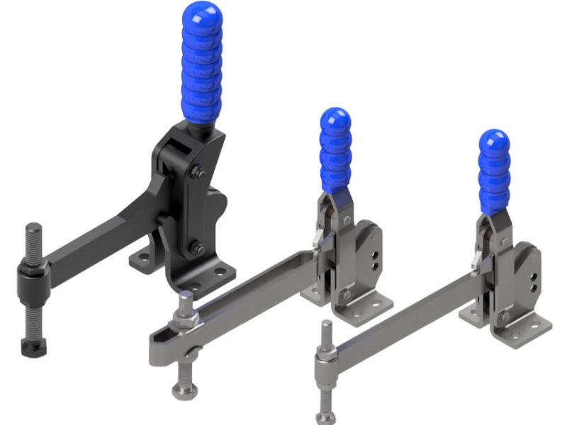 A set of three different Clamp bar styles with various lengths of clamping arms. from left to righ tis a dark metal short bar to longer and lighter metal.